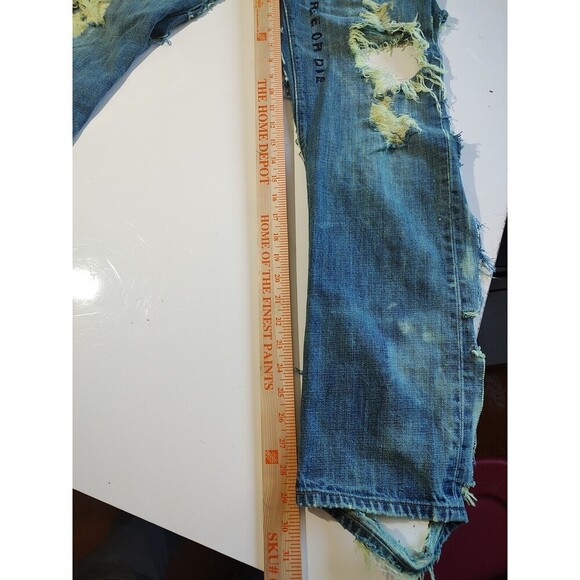 Denim Chaps Style 501 Levi Custom Cut Biker Jeans Distressed Custom VTG Hippie - Picture 5 of 11